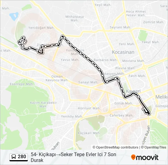 280 Bus Line Map