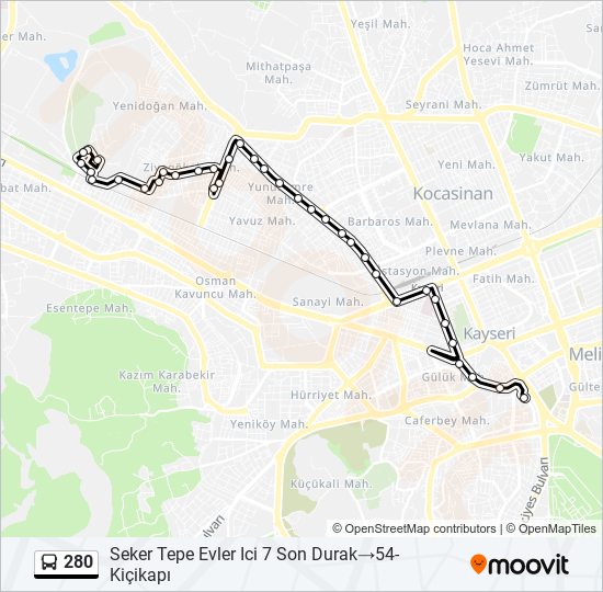 280 bus Line Map