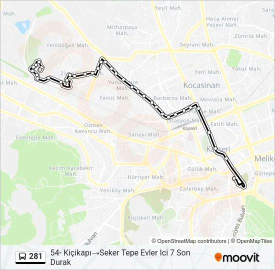 281 Bus Line Map