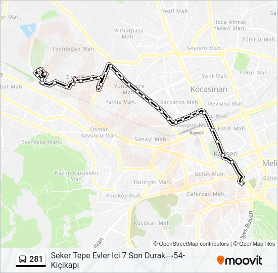 281 Bus Line Map