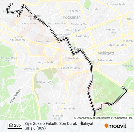 285 Bus Line Map