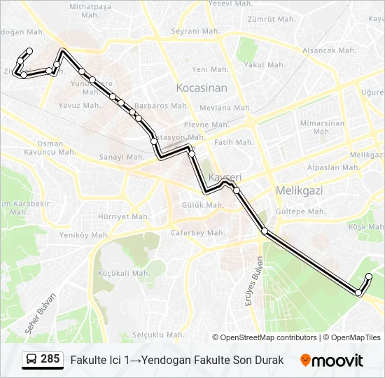 285 Bus Line Map