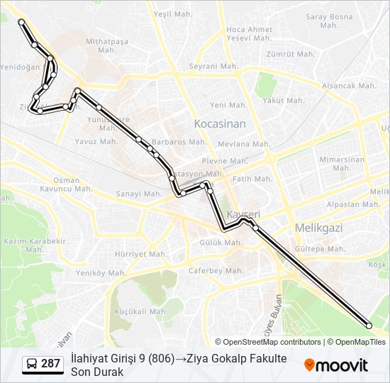 287 bus Line Map