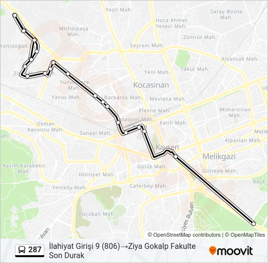 287 Bus Line Map