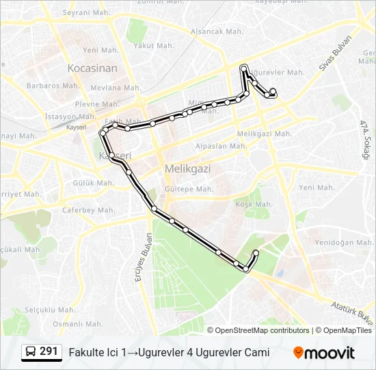 291 Bus Line Map