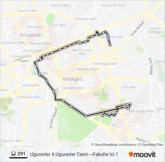 291 Bus Line Map