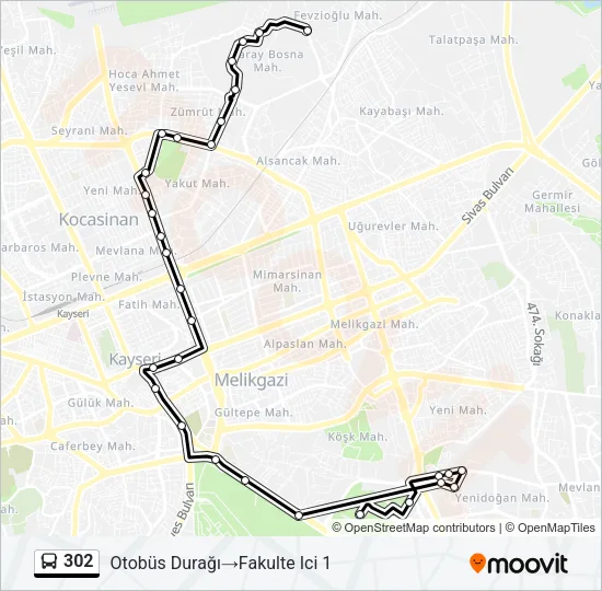 302 Bus Line Map