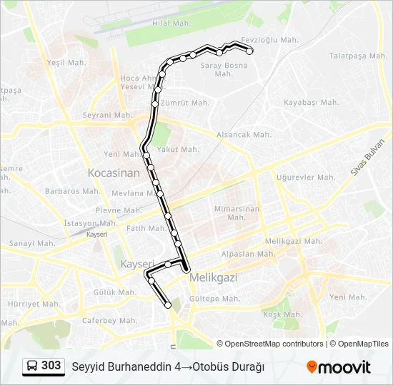 303 Bus Line Map