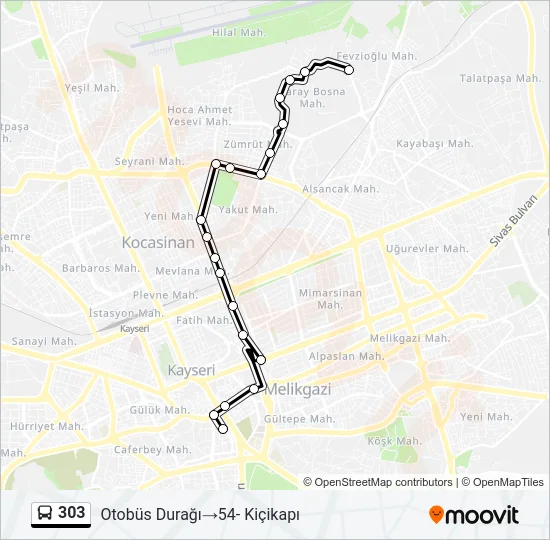 303 Bus Line Map