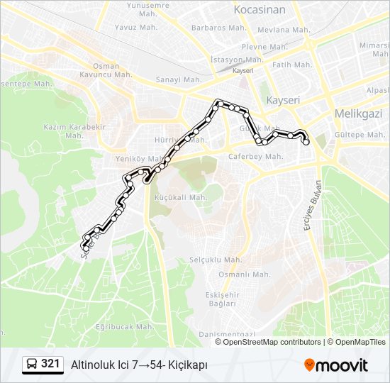 321 guzergahi saatleri duraklari ve haritasi altinoluk ici 7 54 kicikapi