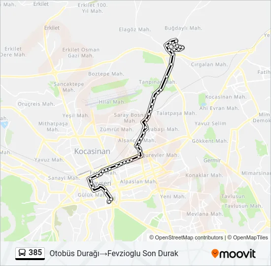 385 Bus Line Map