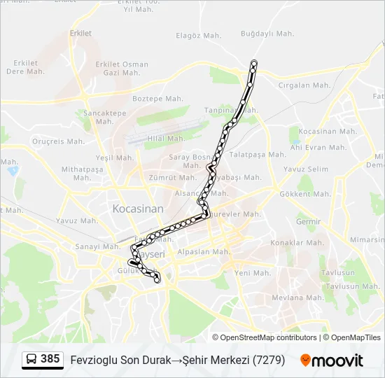 385 Bus Line Map