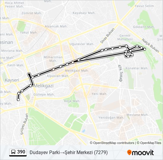 390 otobüs Hattı Haritası