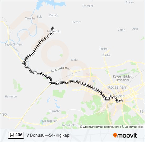 406 otobüs Hattı Haritası