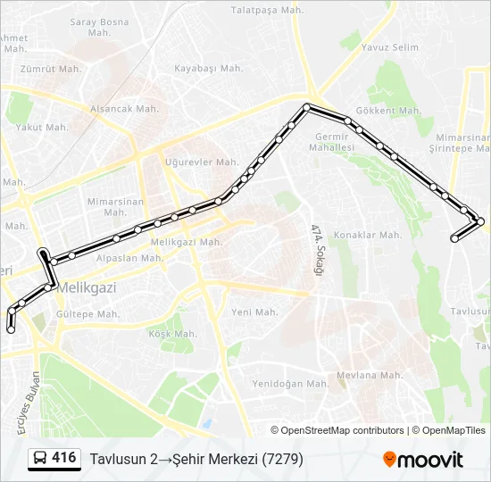 416 Bus Line Map
