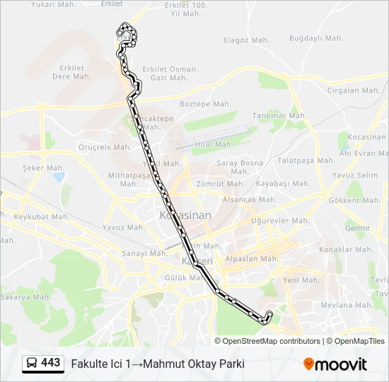 443 Bus Line Map