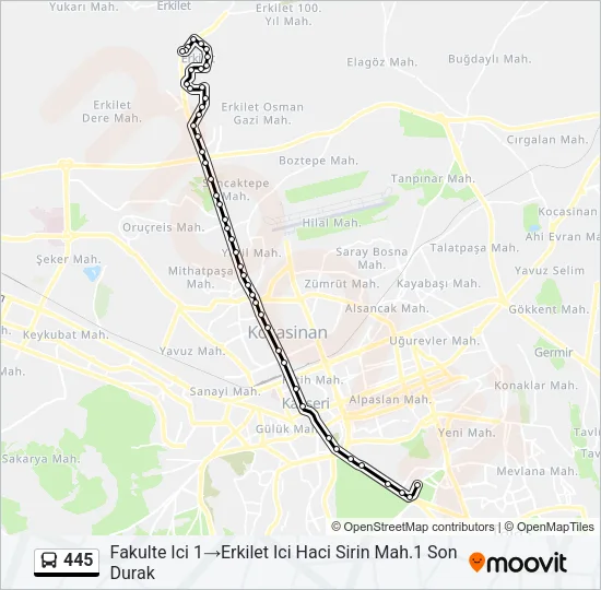 445 Bus Line Map