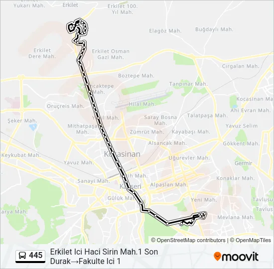 445 Bus Line Map