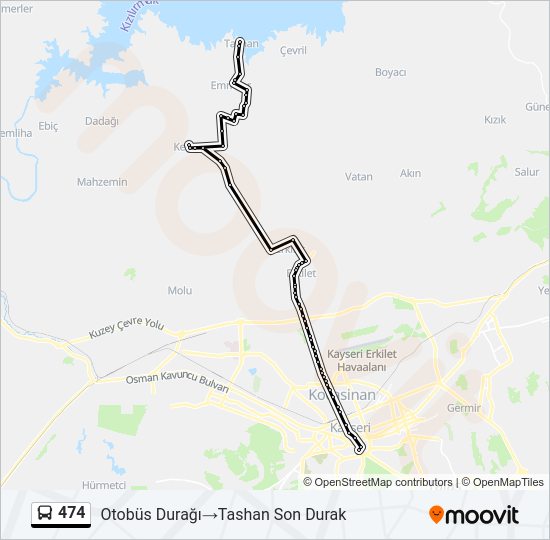 474 otobüs Hattı Haritası