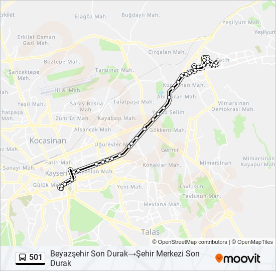 501 bus Line Map