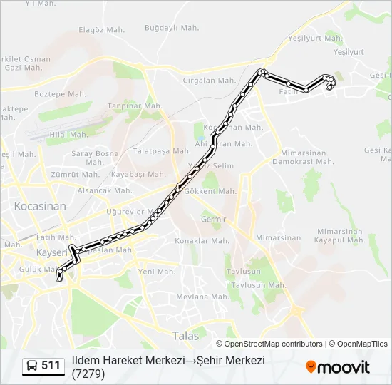 511 Bus Line Map