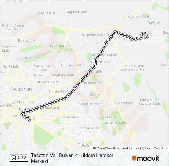 512 Bus Line Map