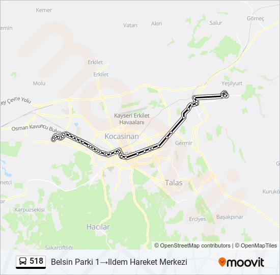 518 bus Line Map