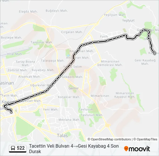 522 Bus Line Map