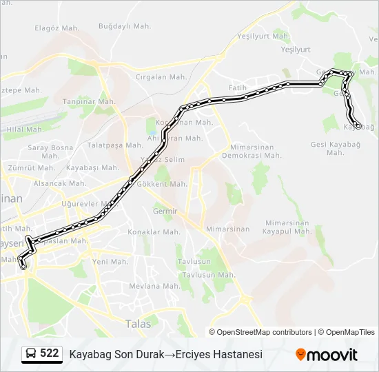522 Bus Line Map