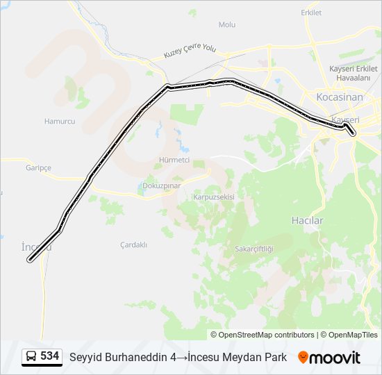 534 guzergahi saatleri duraklari ve haritasi seyyid burhaneddin 4 incesu meydan park