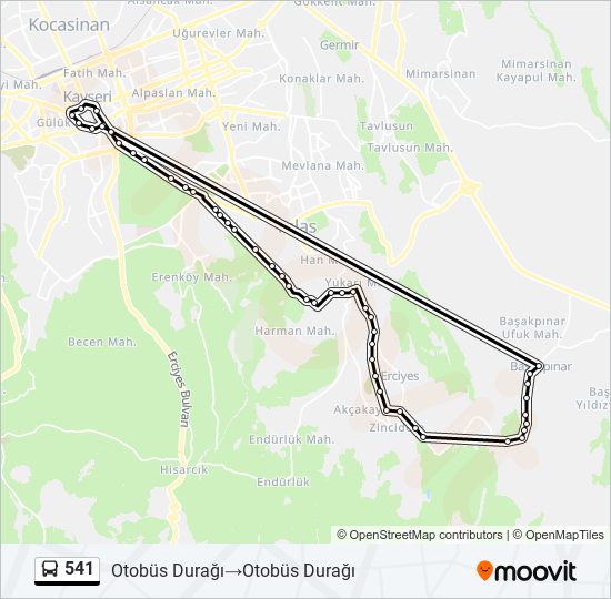 541 otobüs Hattı Haritası