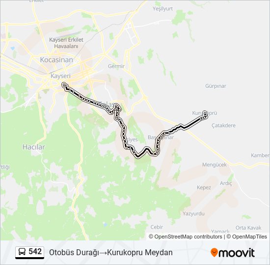 542 otobüs Hattı Haritası