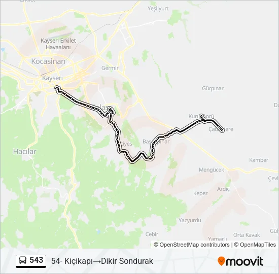 543 Bus Line Map