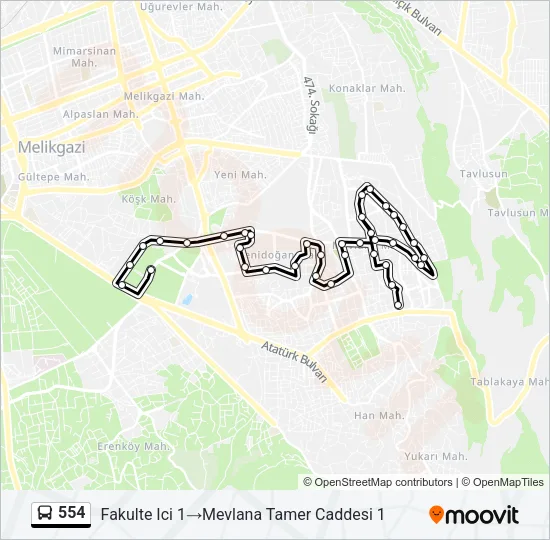 554 Bus Line Map