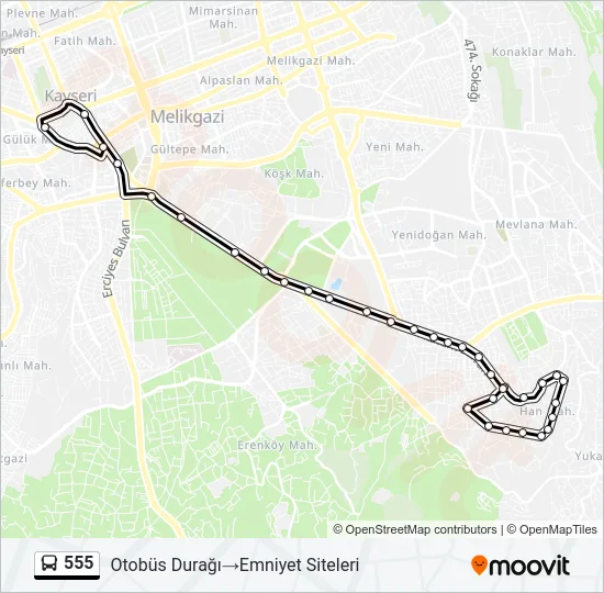 555 Bus Line Map
