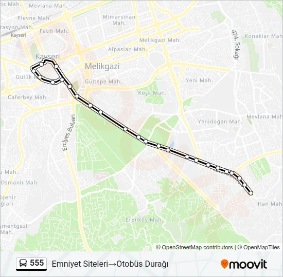 555 Bus Line Map