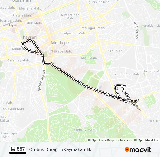 557 Bus Line Map