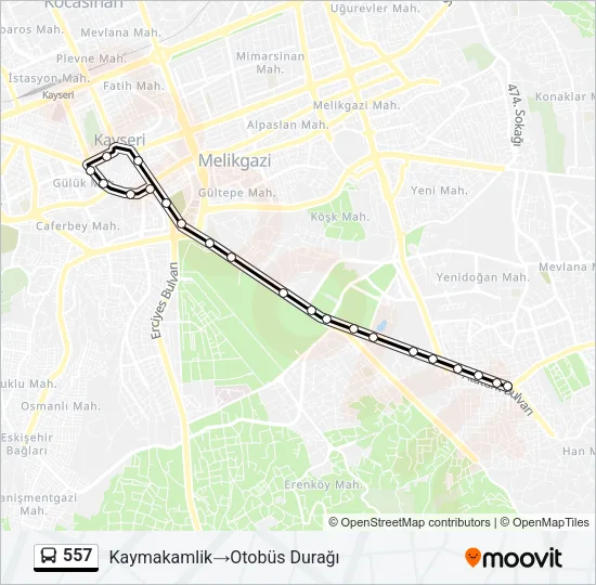 557 Bus Line Map