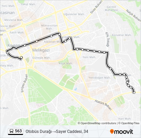 563 bus Line Map