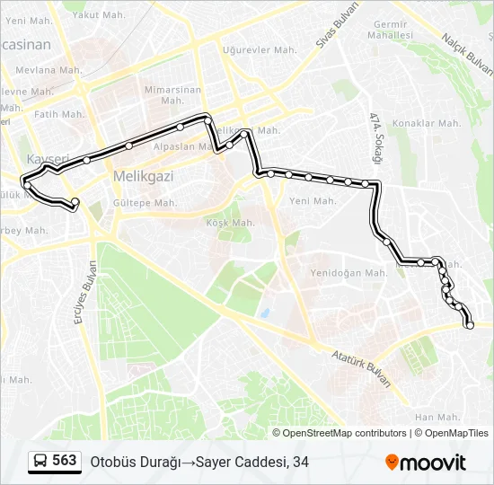 563 Bus Line Map