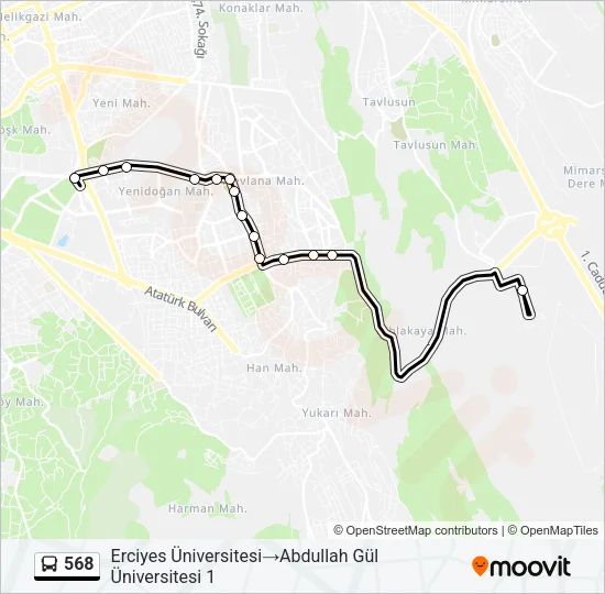 568 Bus Line Map