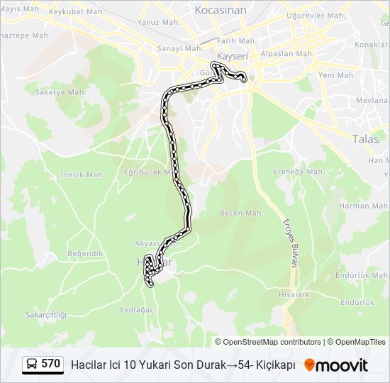 570 otobüs Hattı Haritası