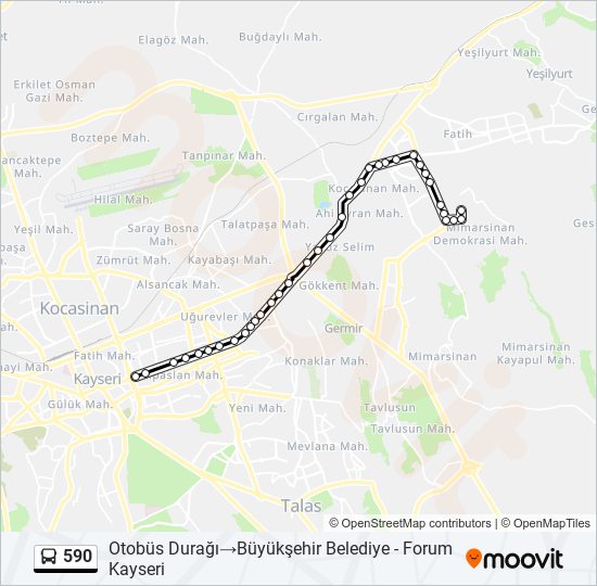 590 route schedules stops maps otobus duragi buyuksehir belediye forum kayseri