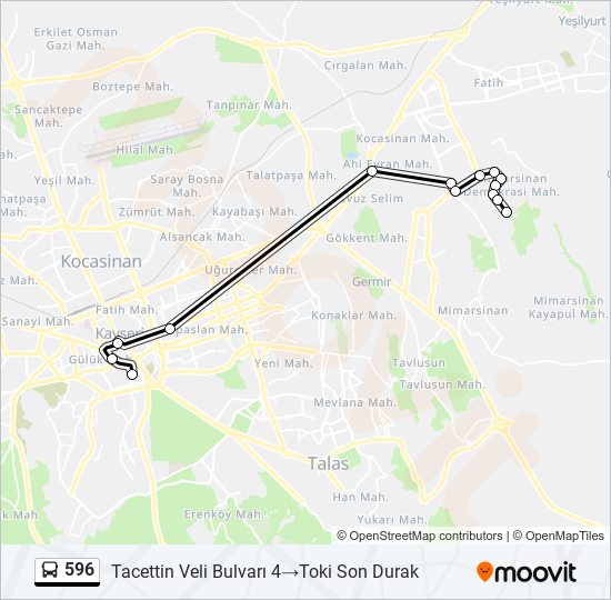 596 bus Line Map