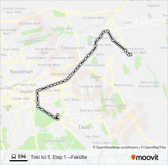 596 Bus Line Map