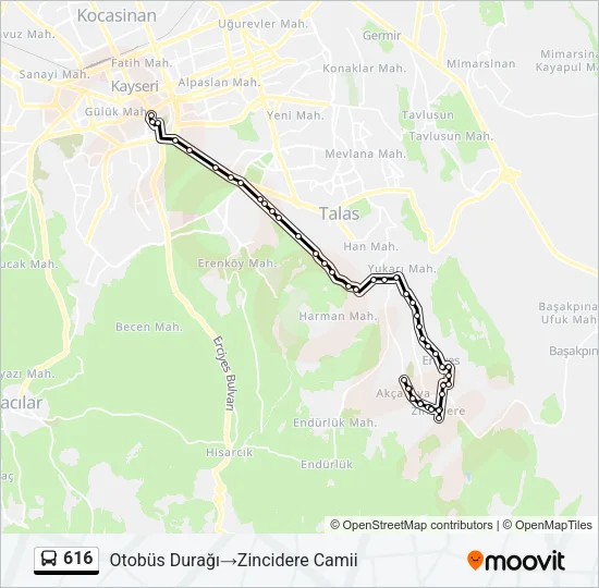 616 Bus Line Map