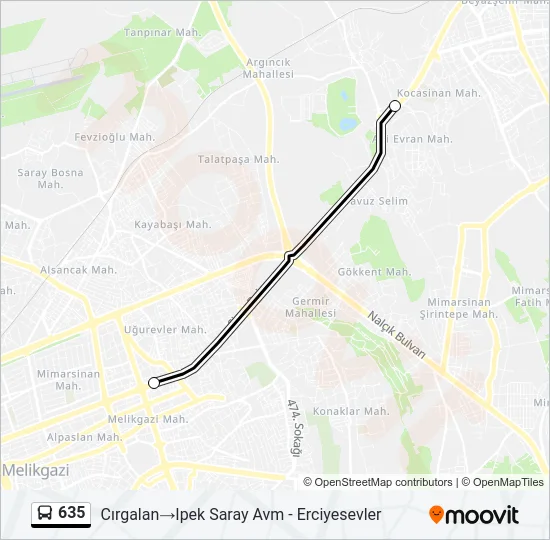 635 Bus Line Map