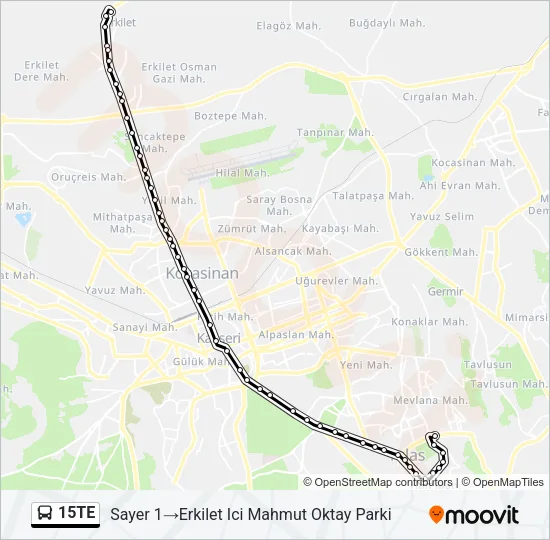15TE Bus Line Map