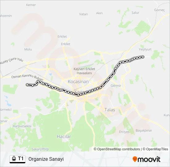 T1 Light Rail Line Map