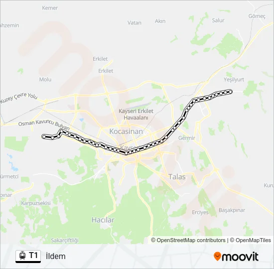 T1 Light Rail Line Map